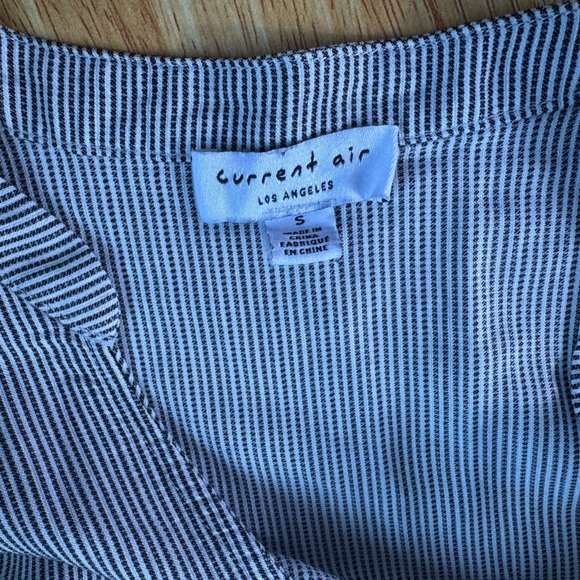 EUC Anthropologie Current Air That's A Wrap pinstrip jumpsuit SMALL‎ puff sleeve - Picture 9 of 11